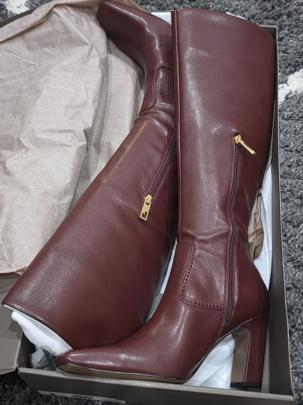 Franco Sarto L-Bowman,Red Sky Women's Knee High  Zip Leather Boot   Size 9.5M